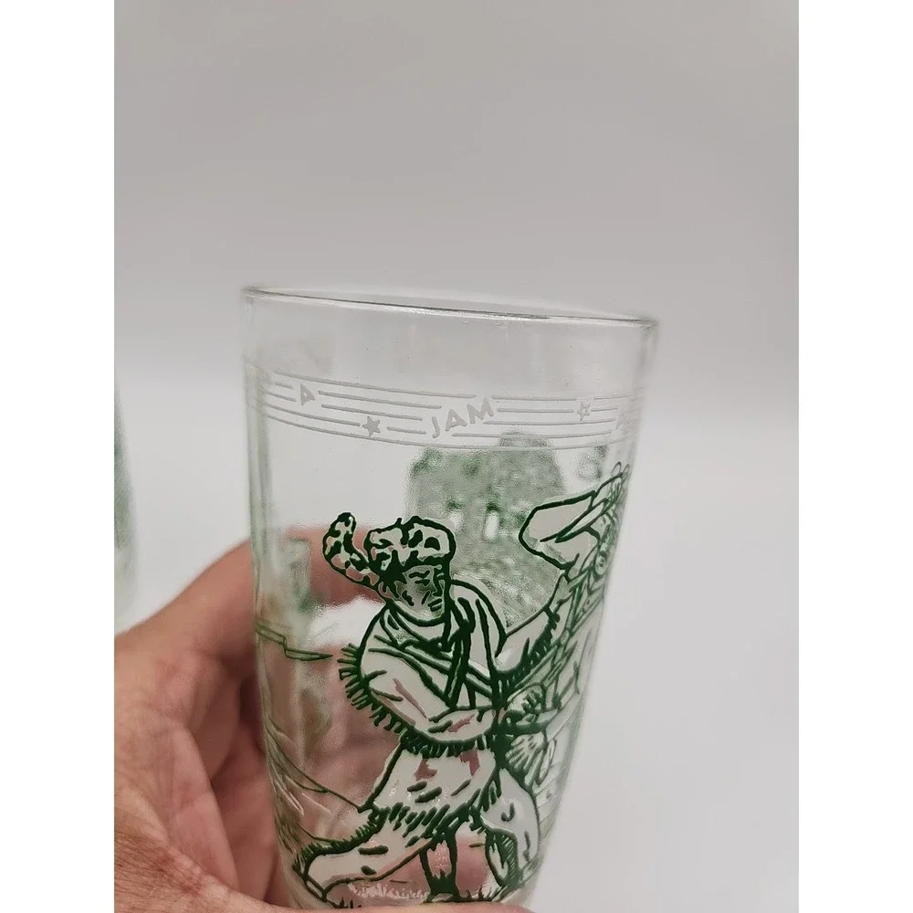 Davy Crockett Vintage Drinking Glass The Alamo Jam Jar Set Of 2